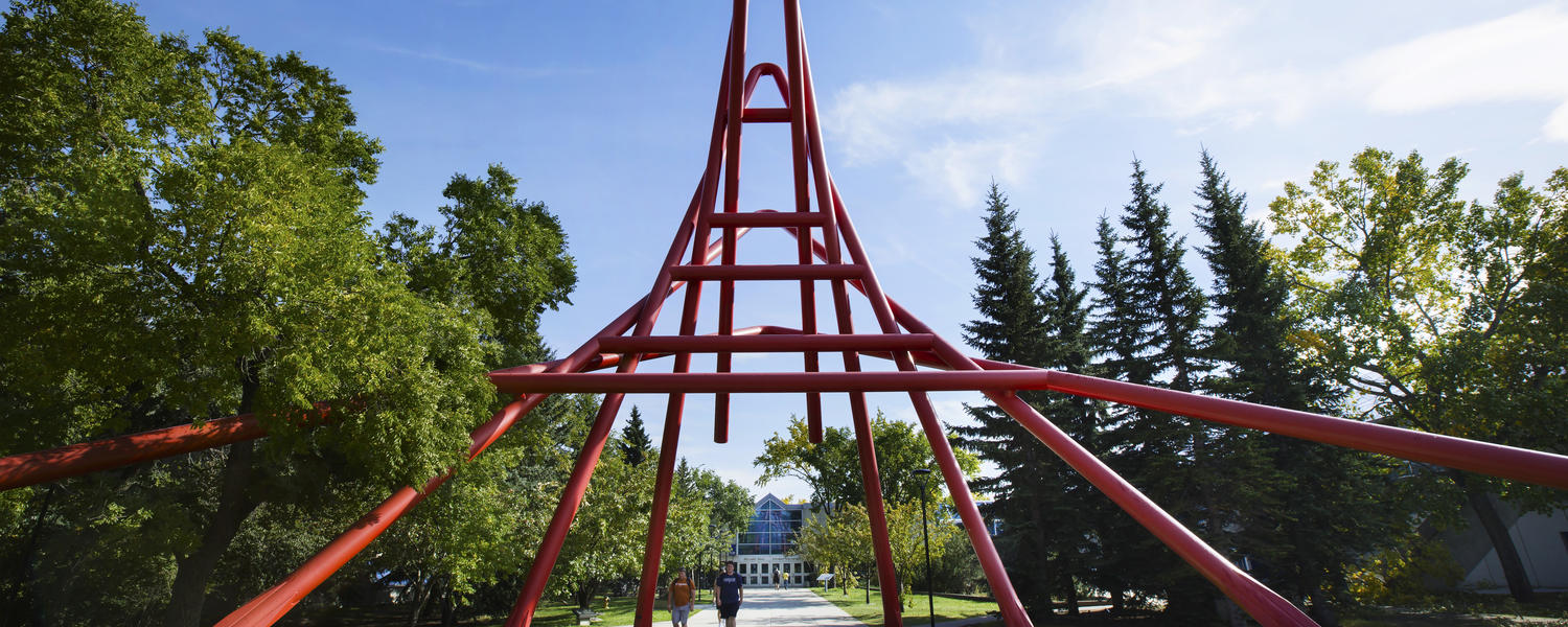 UCalgary outdoor red sculpture
