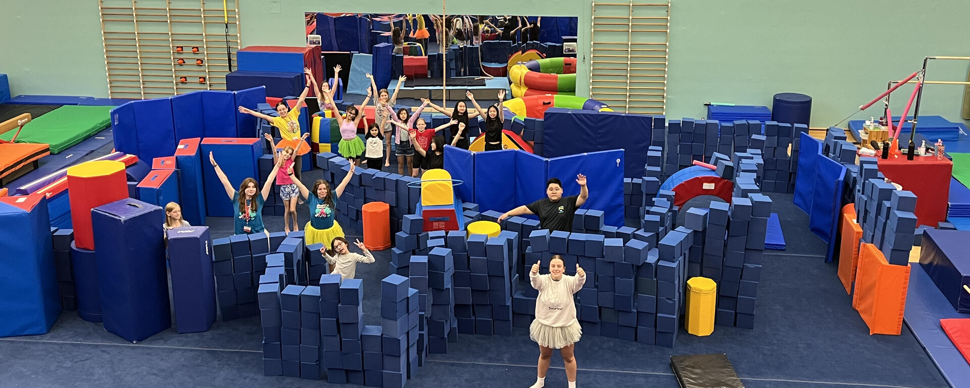 A group of kids at the gymnastics centre