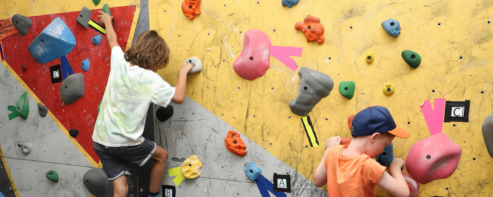 two kids climbing