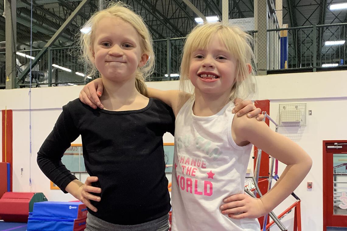 Girls having fun at UCalgary Gymnastics Cochrane summer camp