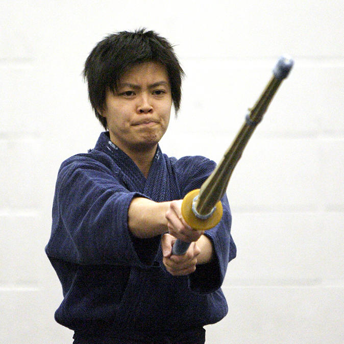Kendo participant at practice