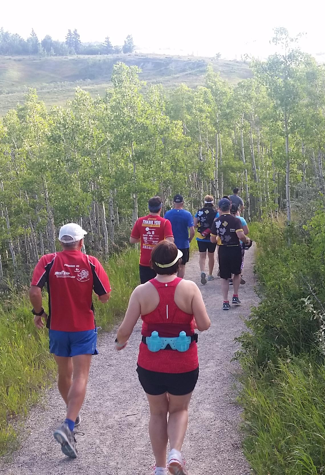 Group run in mild weather with UCalgary Marathon program