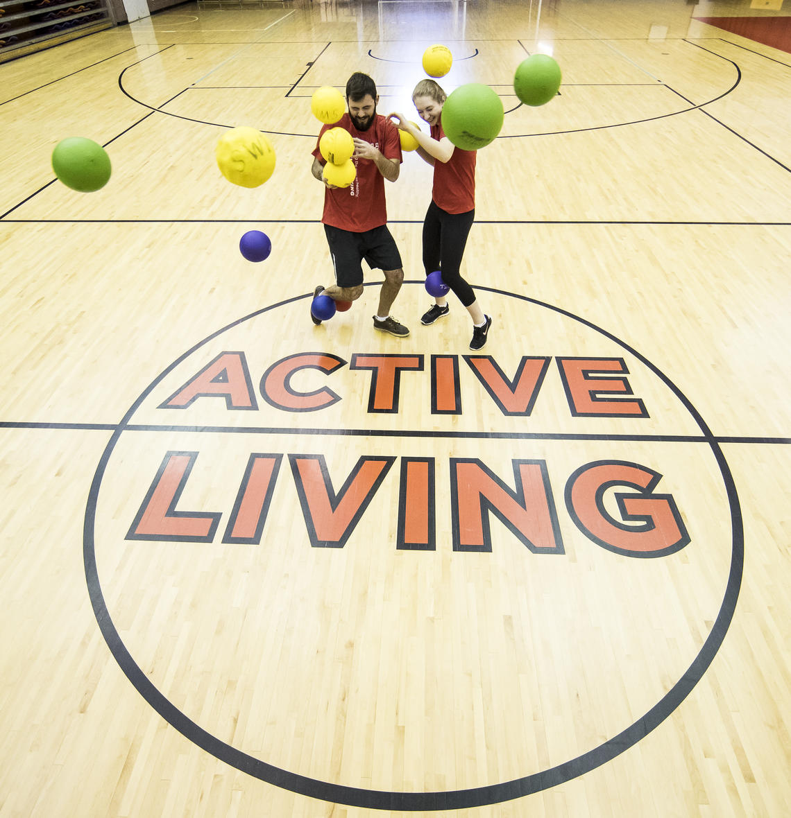 students playing dodgeball