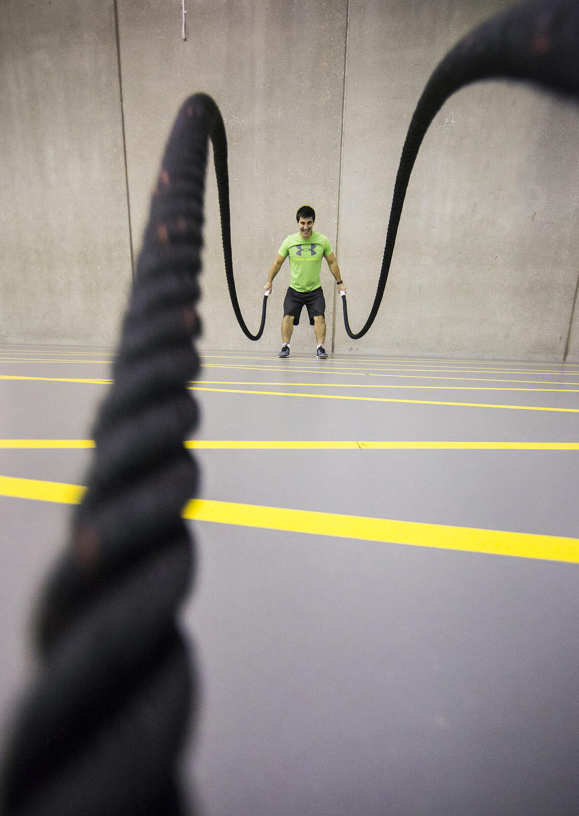 battle rope workout in the fitness centre track area