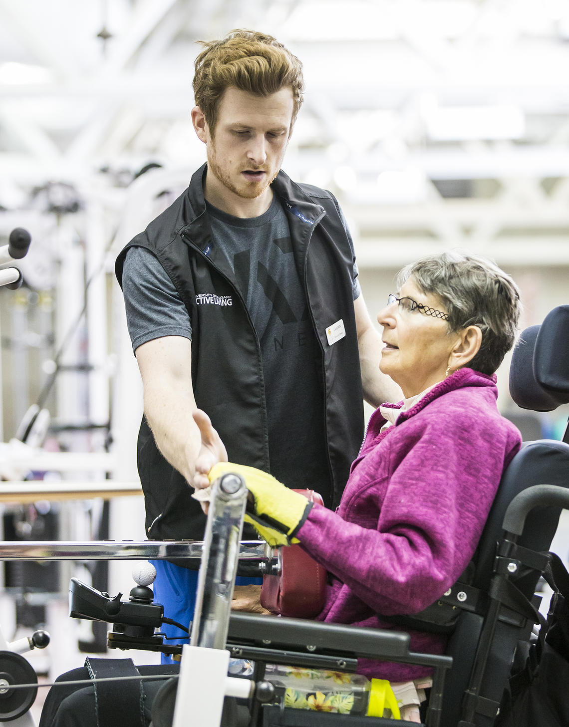 UCalgary Rehab fitness member works on her strength training