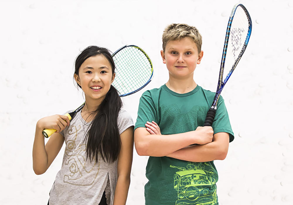 Kids ready to play squash