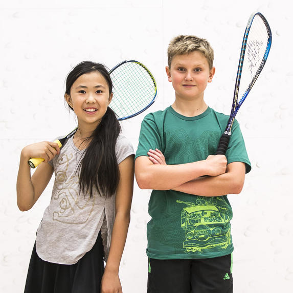 Kids playing squash