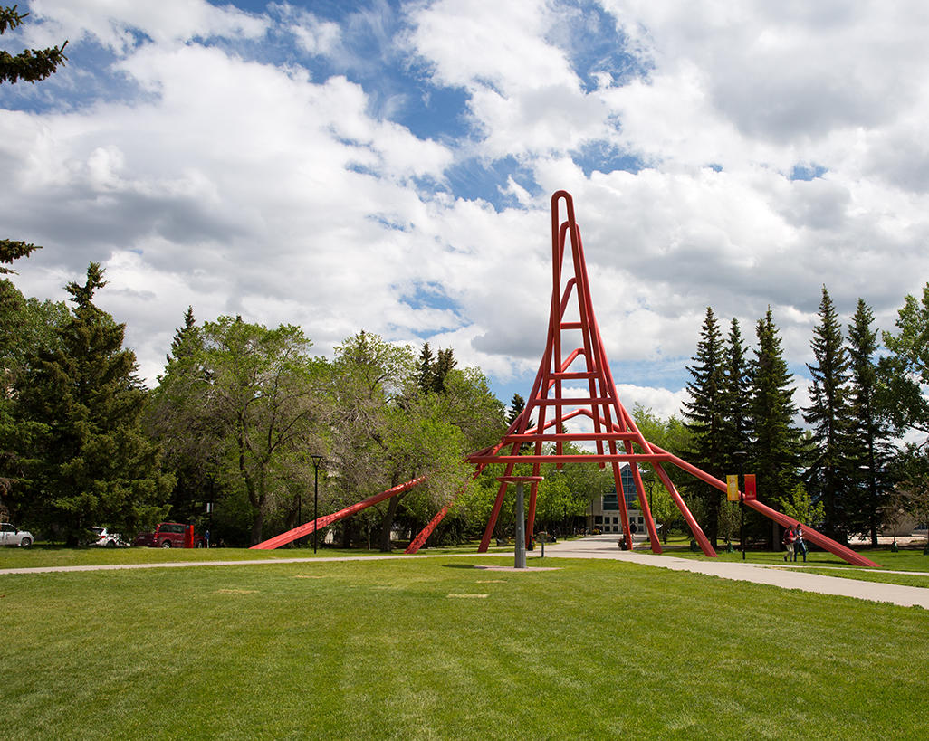 Olympic oval spire - red sculpture landmark