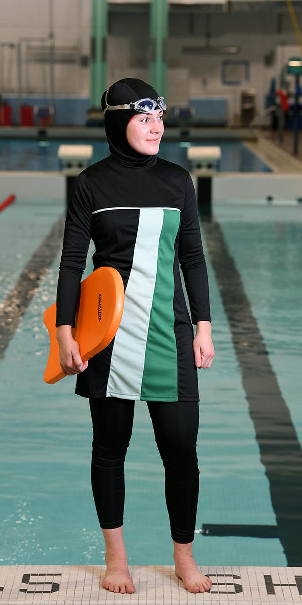 Modesty swimwear burkini available at UCalgary Active Living Client Services desk