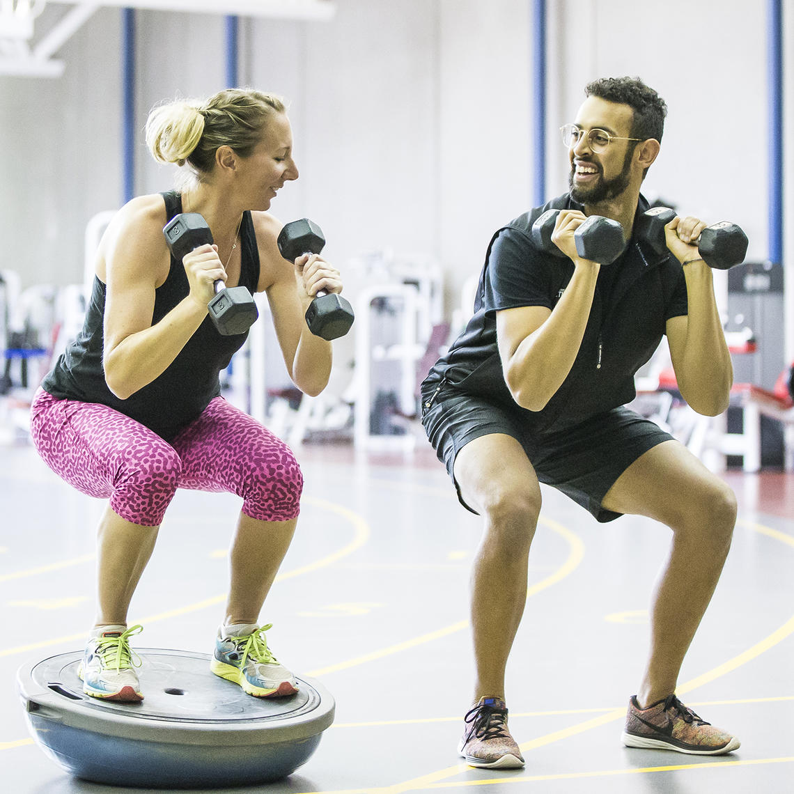 Trainer and client at University of Calgary fitness centre
