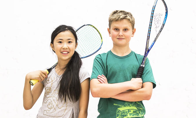 Kids ready to play squash