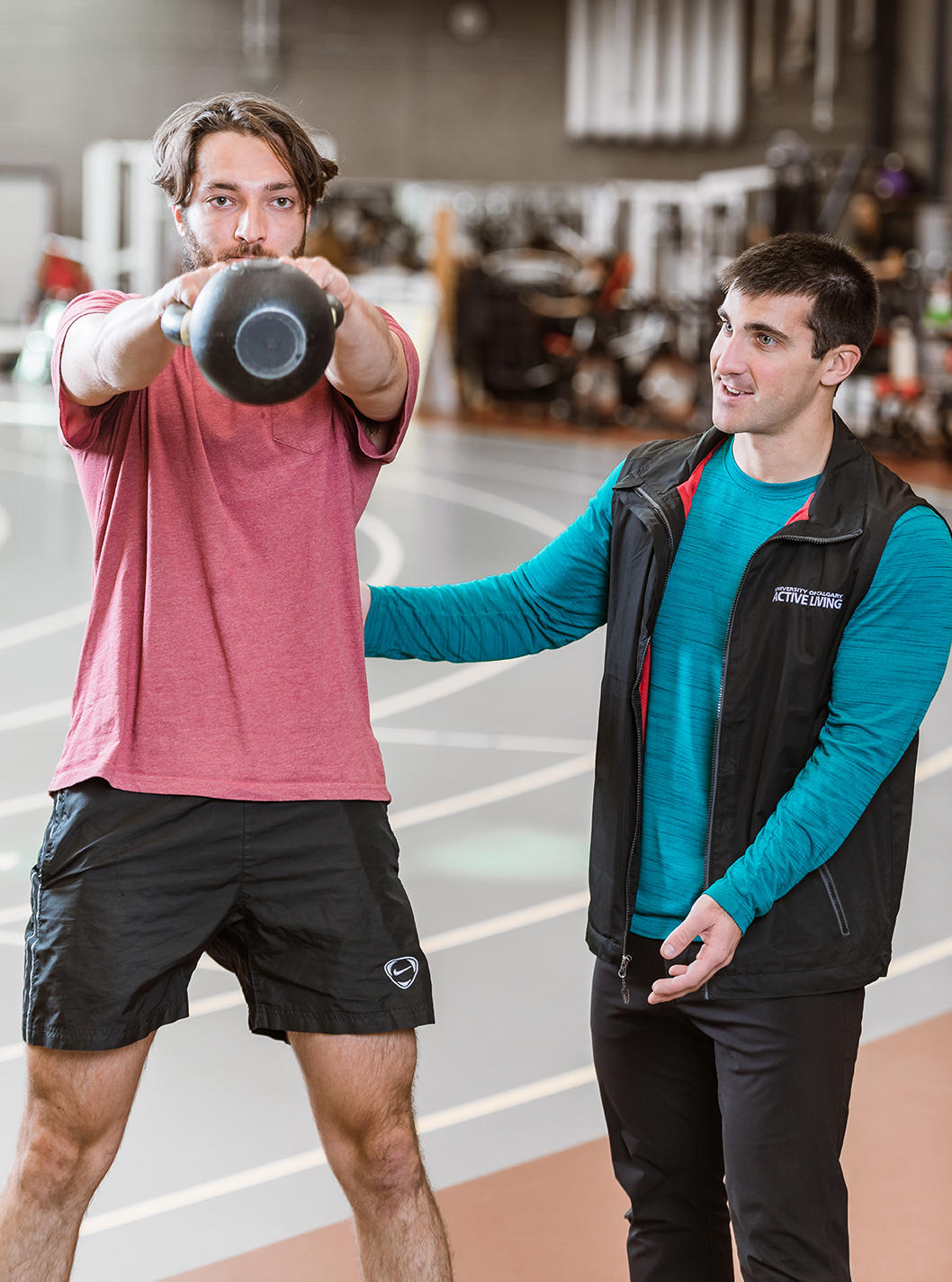 Active Living Personal Training Coordinator Nick Lapointe, right, with a fitness client