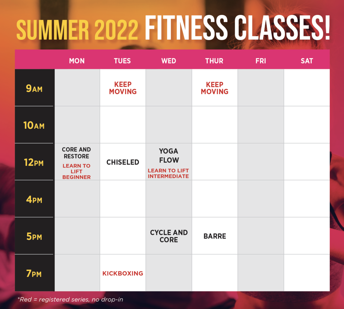 SUMMER FITNESS CLASS SCHEDULE
