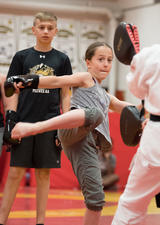 Coed karate class at University of Calgary