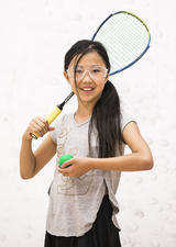 Girl ready for racquet sports at UCalgary